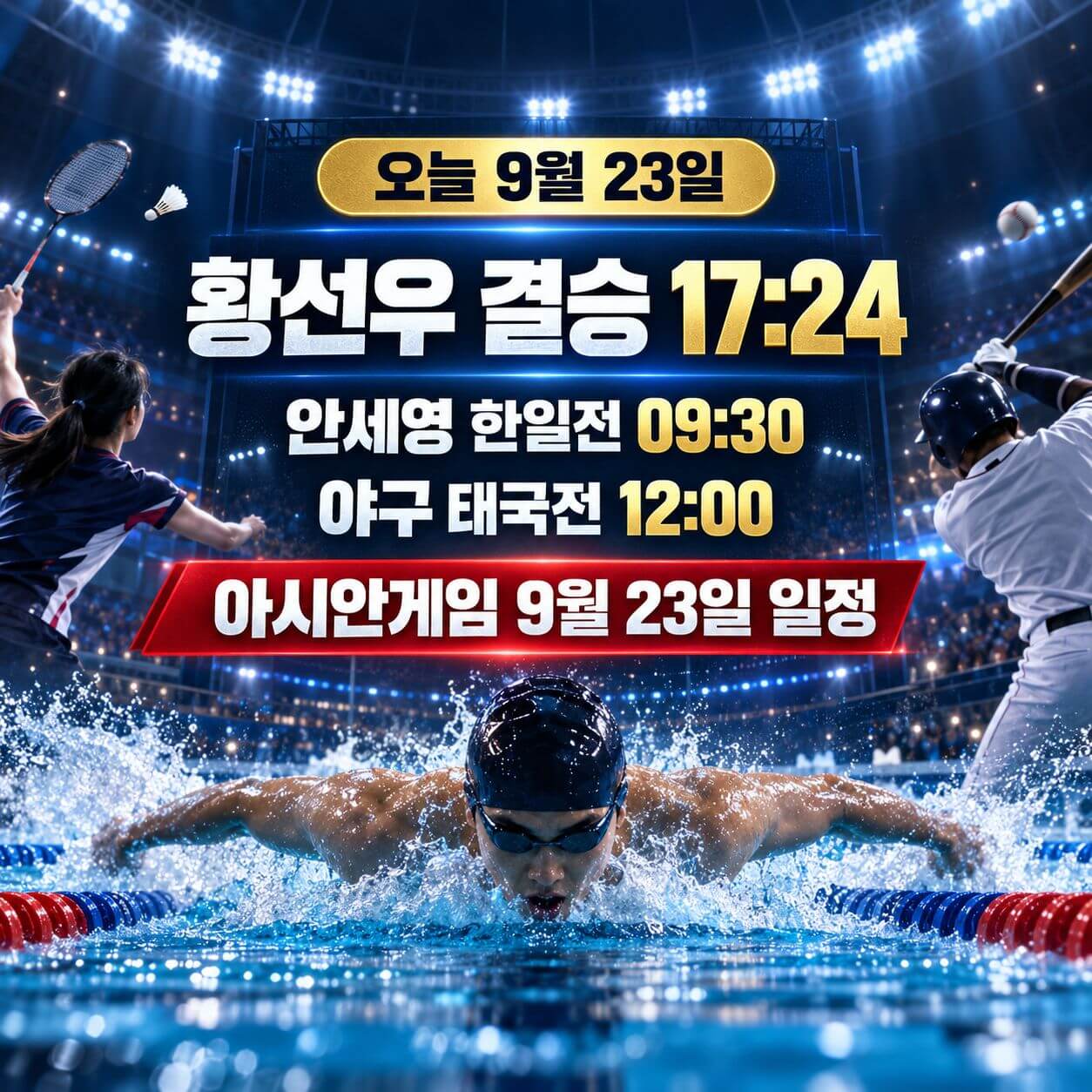 아시안게임 9월 23일 일정